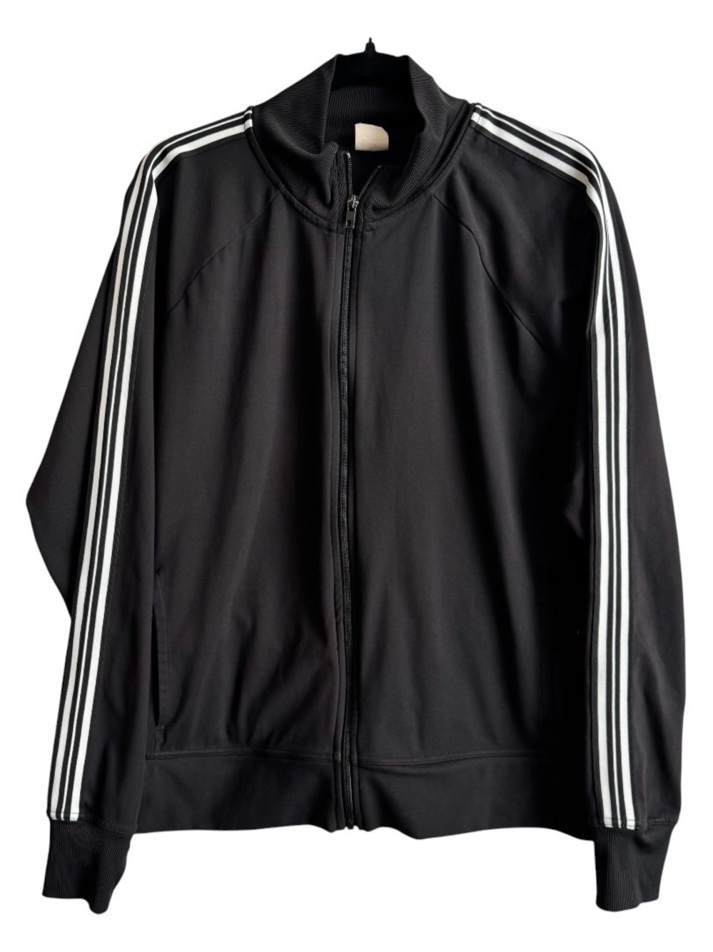 Athletic Works Black Track Jacket 3XL XXXL Full Zip Striped Activewear GUC